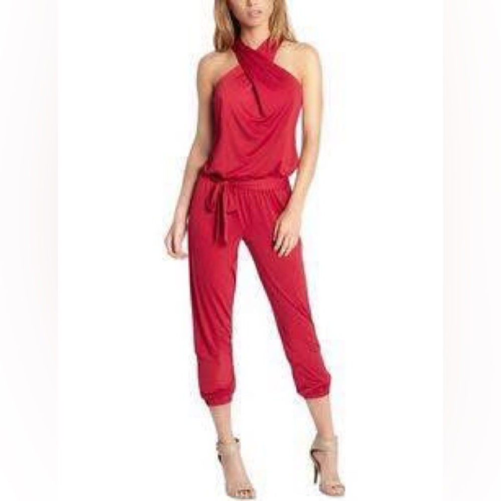 G by Guess Vibrant Red Halter Jumpsuit